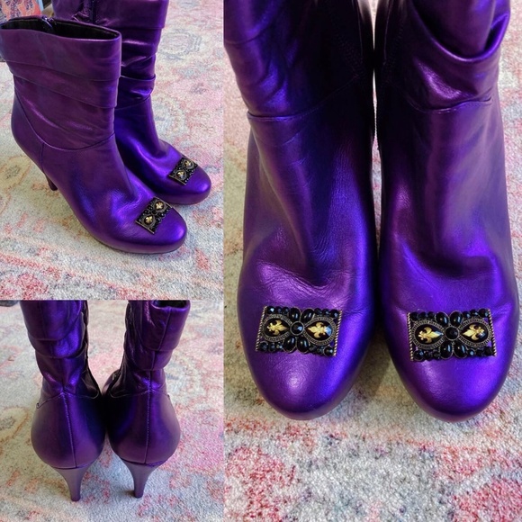 Customed “ Purple Rain Inspired” LeAther Booties - Picture 1 of 9